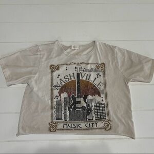 Altar'd State Cream Crop Top with Vintage Graphic